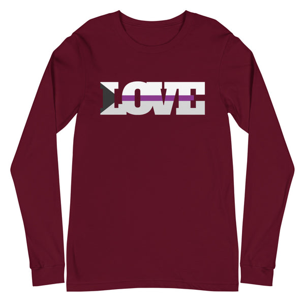 Maroon Demisexual Love Unisex Long Sleeve T-Shirt by Queer In The World Originals sold by Queer In The World: The Shop - LGBT Merch Fashion