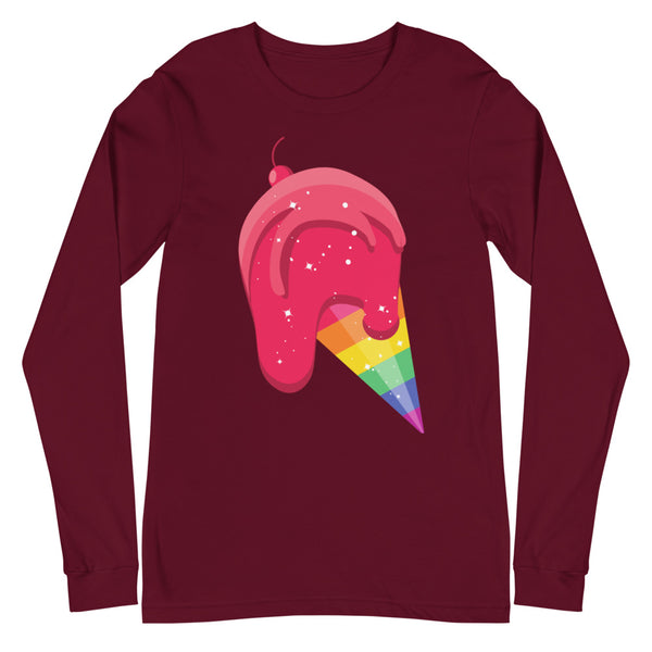 Maroon Gay Icecream Unisex Long Sleeve T-Shirt by Queer In The World Originals sold by Queer In The World: The Shop - LGBT Merch Fashion