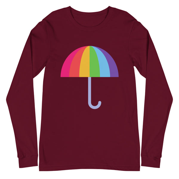 Maroon Gay Umbrella Unisex Long Sleeve T-Shirt by Queer In The World Originals sold by Queer In The World: The Shop - LGBT Merch Fashion