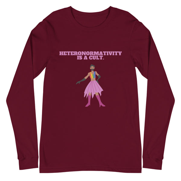 Maroon Heteronormativity Is A Cult Unisex Long Sleeve T-Shirt by Queer In The World Originals sold by Queer In The World: The Shop - LGBT Merch Fashion