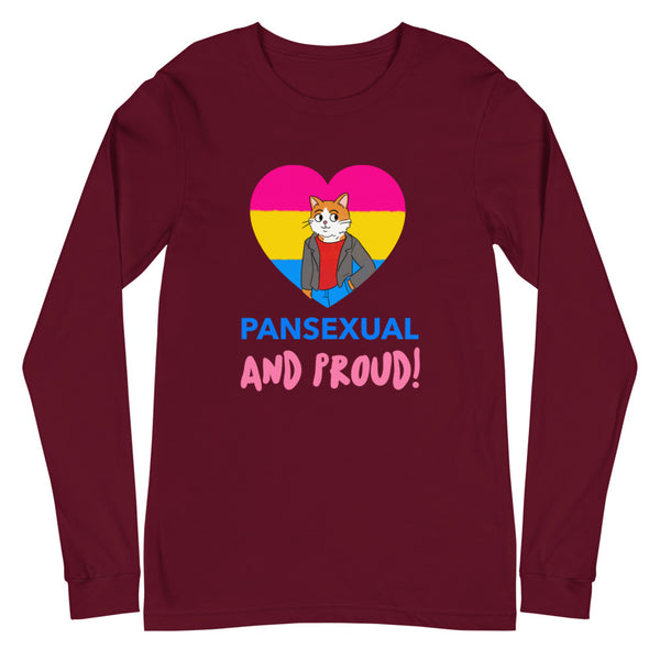 Maroon Pansexual And Proud Unisex Long Sleeve T-Shirt by Queer In The World Originals sold by Queer In The World: The Shop - LGBT Merch Fashion