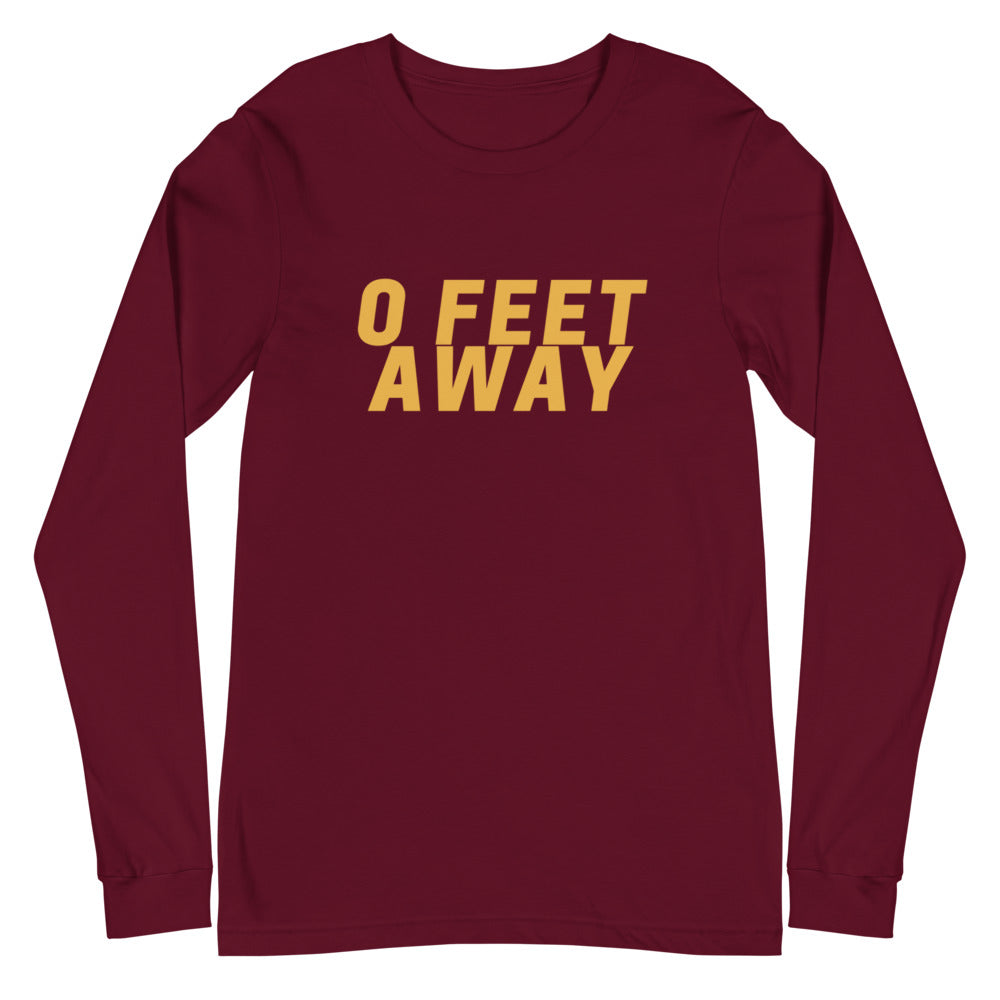 Maroon Zero Feet Away Grindr  Unisex Long Sleeve T-Shirt by Queer In The World Originals sold by Queer In The World: The Shop - LGBT Merch Fashion