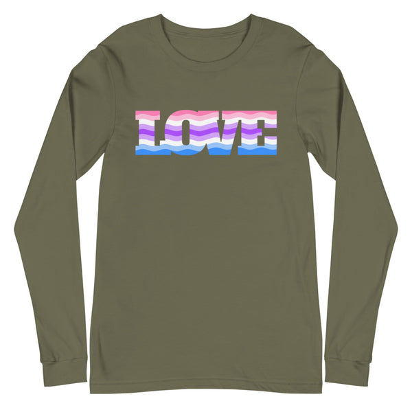 Military Green Alternative Genderfluid Love Unisex Long Sleeve T-Shirt by Queer In The World Originals sold by Queer In The World: The Shop - LGBT Merch Fashion