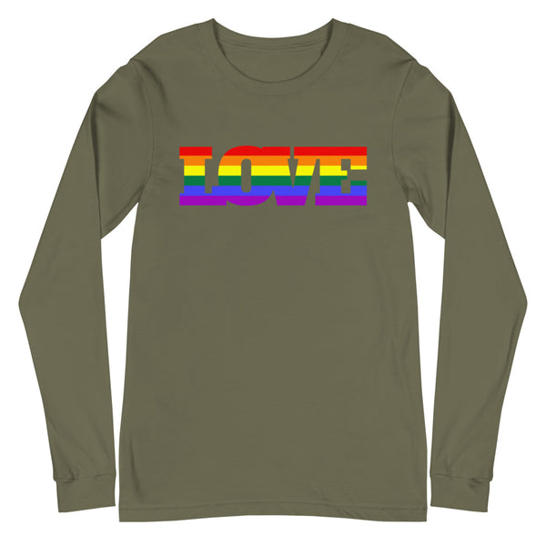 Military Green Gay Love Unisex Long Sleeve T-Shirt by Queer In The World Originals sold by Queer In The World: The Shop - LGBT Merch Fashion