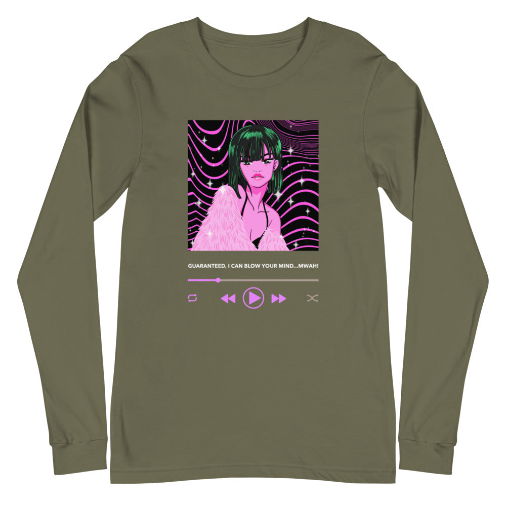Military Green Guaranteed, I Can Blow Your Mind...mwah! Unisex Long Sleeve T-Shirt by Queer In The World Originals sold by Queer In The World: The Shop - LGBT Merch Fashion