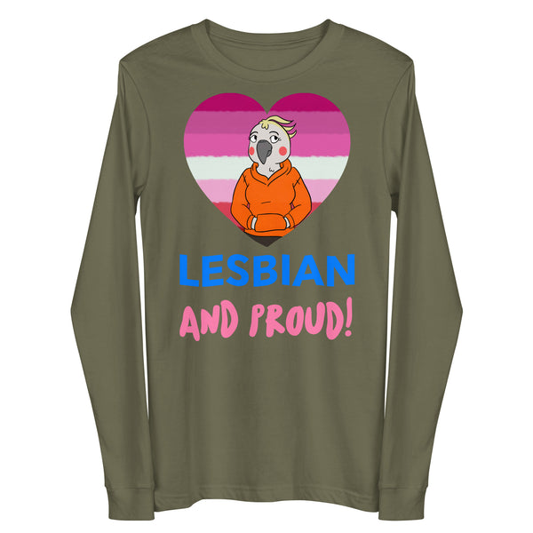 Military Green Lesbian And Proud Unisex Long Sleeve Tee by Queer In The World Originals sold by Queer In The World: The Shop - LGBT Merch Fashion