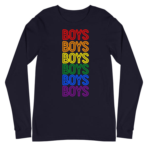 Navy Boys Boys Boys Unisex Long Sleeve T-Shirt by Queer In The World Originals sold by Queer In The World: The Shop - LGBT Merch Fashion
