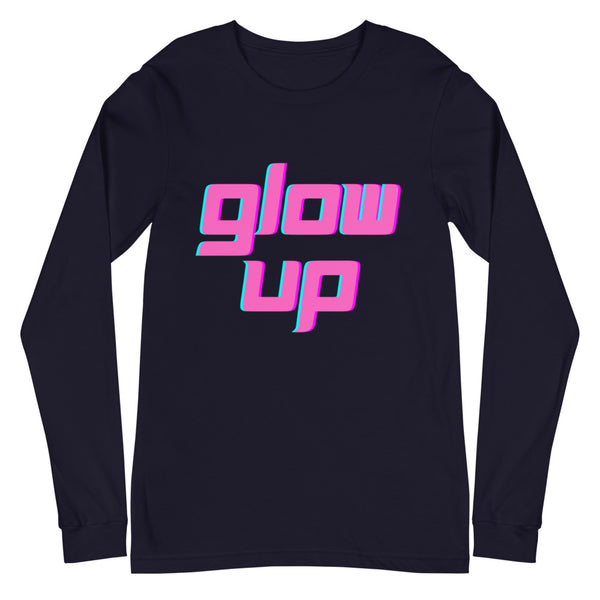 Navy Glow Up Unisex Long Sleeve T-Shirt by Queer In The World Originals sold by Queer In The World: The Shop - LGBT Merch Fashion