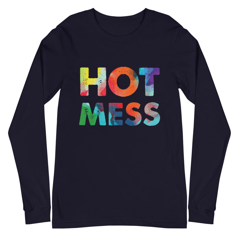 Navy Hot Mess Unisex Long Sleeve T-Shirt by Queer In The World Originals sold by Queer In The World: The Shop - LGBT Merch Fashion