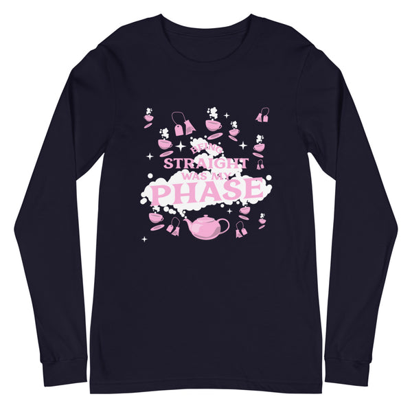 Navy Being Straight Was My Phase Unisex Long Sleeve T-Shirt by Queer In The World Originals sold by Queer In The World: The Shop - LGBT Merch Fashion