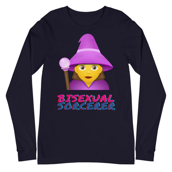 Navy Bisexual Sorcerer Unisex Long Sleeve T-Shirt by Queer In The World Originals sold by Queer In The World: The Shop - LGBT Merch Fashion