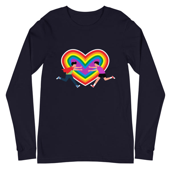 Navy Gay Couple Unisex Long Sleeve T-Shirt by Queer In The World Originals sold by Queer In The World: The Shop - LGBT Merch Fashion