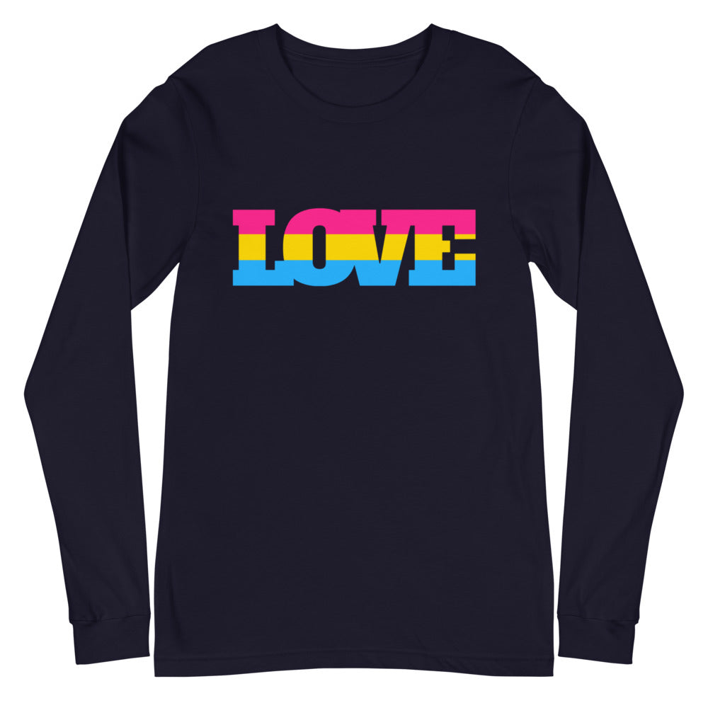 Navy Pansexual Love Unisex Long Sleeve T-Shirt by Queer In The World Originals sold by Queer In The World: The Shop - LGBT Merch Fashion