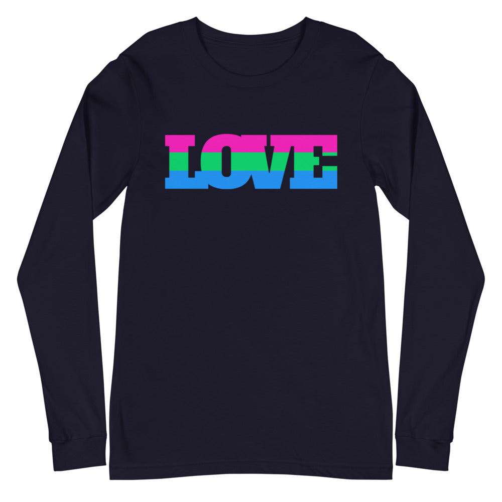 Navy Polysexual Love Unisex Long Sleeve T-Shirt by Queer In The World Originals sold by Queer In The World: The Shop - LGBT Merch Fashion