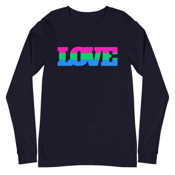 Navy Polysexual Love Unisex Long Sleeve T-Shirt by Queer In The World Originals sold by Queer In The World: The Shop - LGBT Merch Fashion