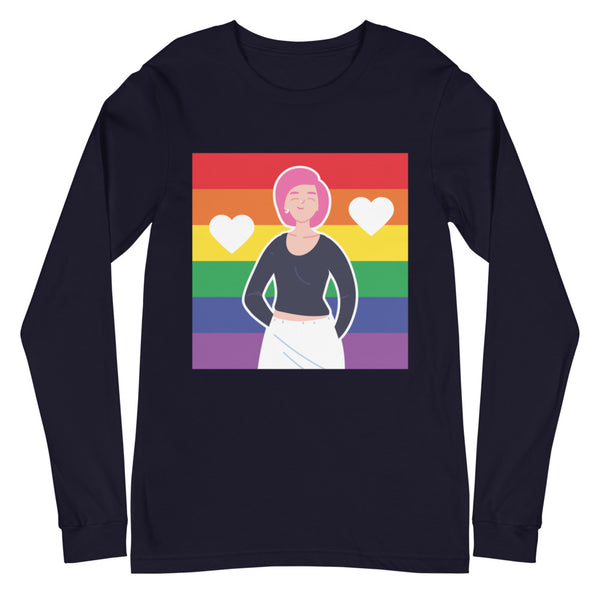 Navy Queer Love Is Love Is Love Unisex Long Sleeve T-Shirt by Queer In The World Originals sold by Queer In The World: The Shop - LGBT Merch Fashion