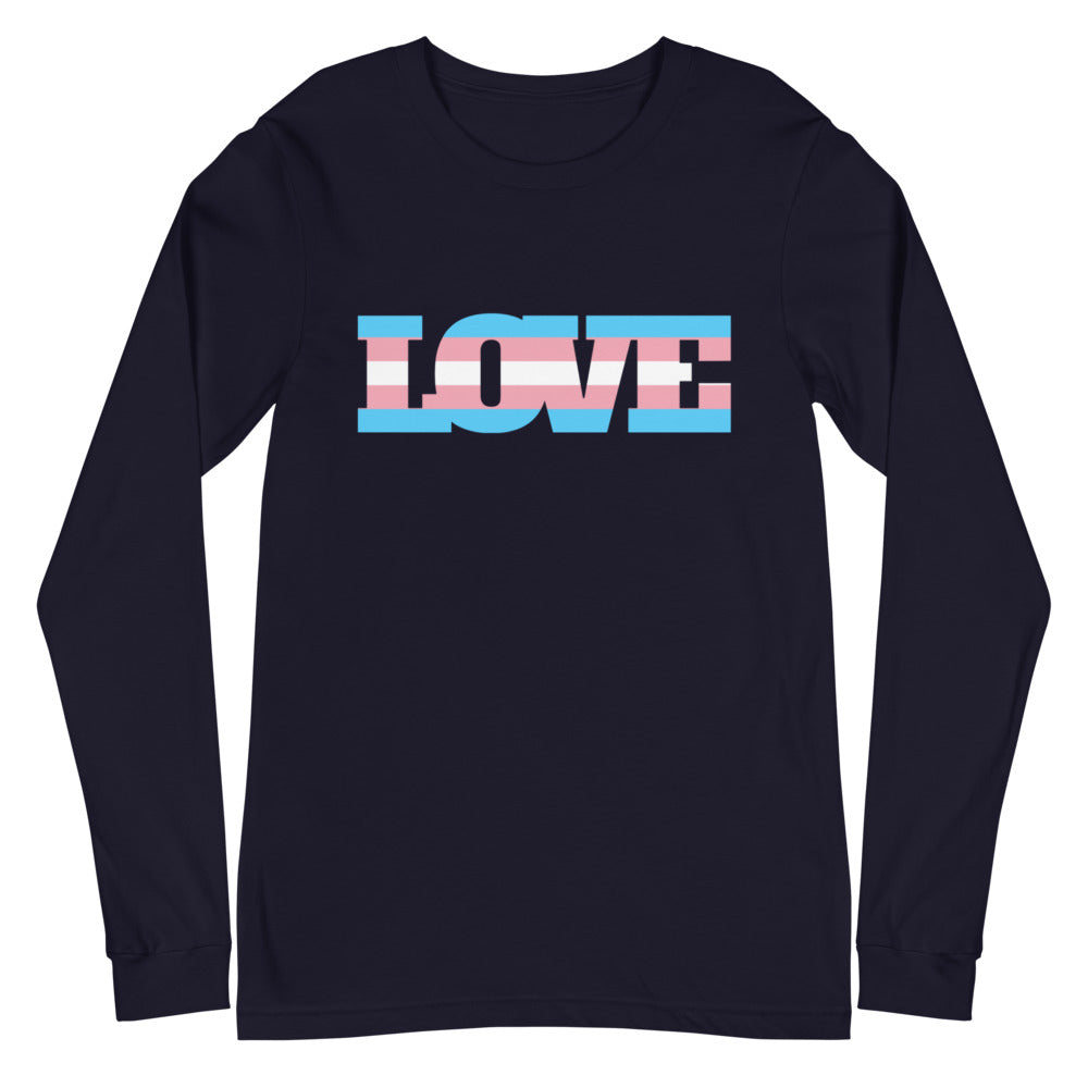 Navy Transgender Love Unisex Long Sleeve T-Shirt by Queer In The World Originals sold by Queer In The World: The Shop - LGBT Merch Fashion