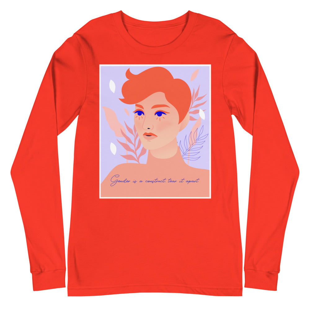 Poppy Gender Is A Construct Tear It Apart Unisex Long Sleeve T-Shirt by Queer In The World Originals sold by Queer In The World: The Shop - LGBT Merch Fashion
