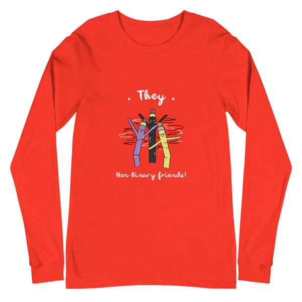 Poppy They Non-Binary Friends Unisex Long Sleeve T-Shirt by Queer In The World Originals sold by Queer In The World: The Shop - LGBT Merch Fashion