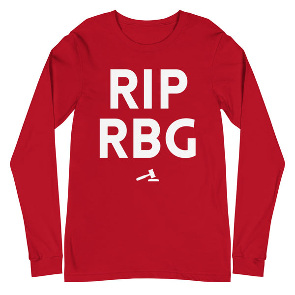 Red RIP RBG Unisex Long Sleeve T-Shirt by Queer In The World Originals sold by Queer In The World: The Shop - LGBT Merch Fashion