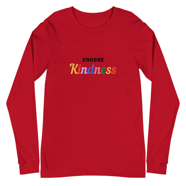 Red Choose Kindness Unisex Long Sleeve T-Shirt by Queer In The World Originals sold by Queer In The World: The Shop - LGBT Merch Fashion