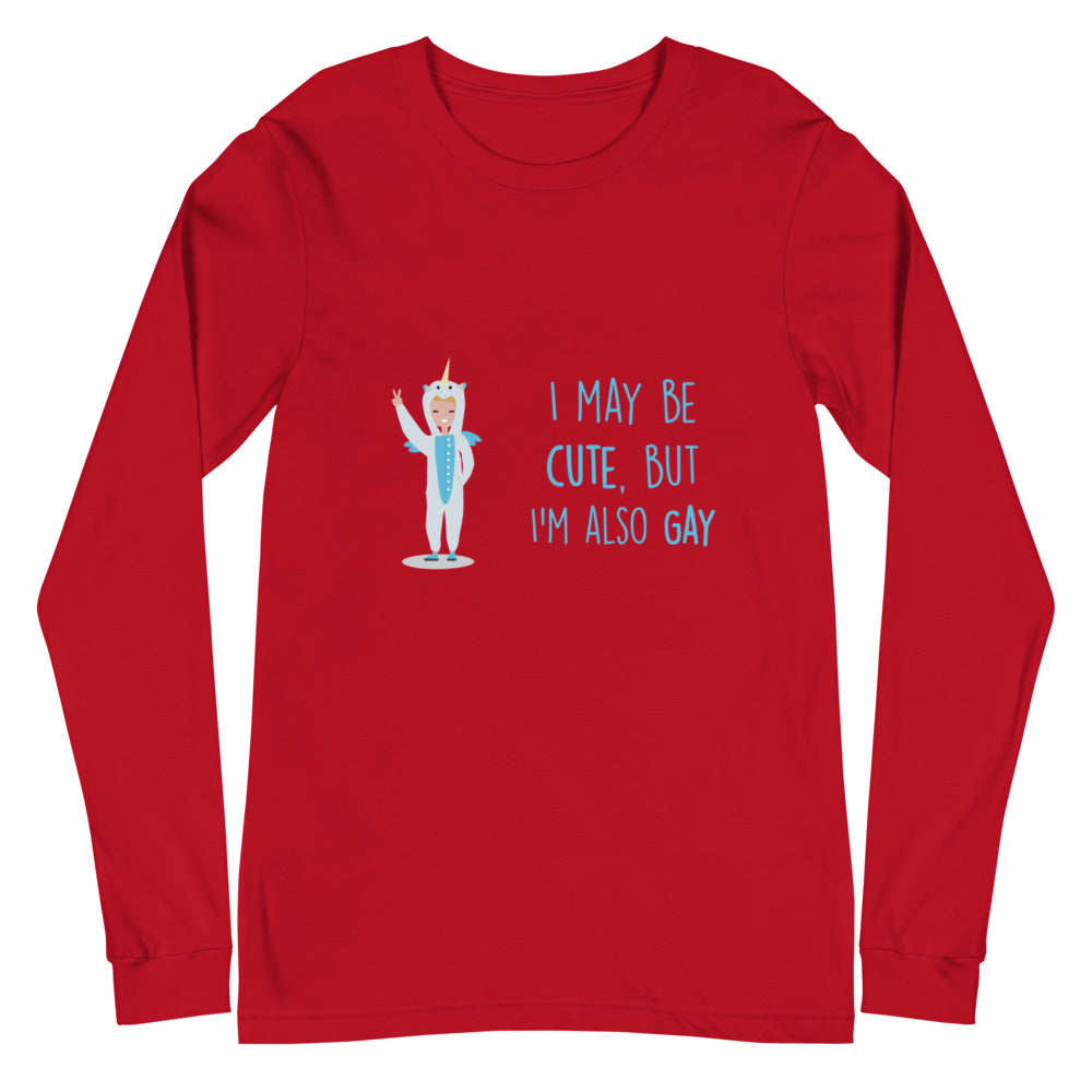 Red Cute But Gay Unisex Long Sleeve T-Shirt by Queer In The World Originals sold by Queer In The World: The Shop - LGBT Merch Fashion