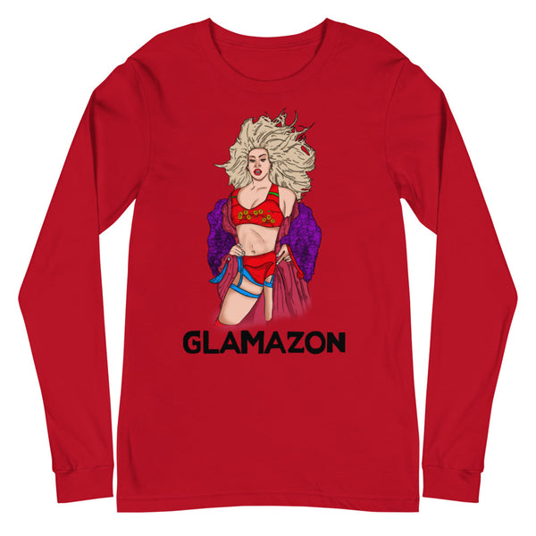 Red Glamazon Unisex Long Sleeve T-Shirt by Queer In The World Originals sold by Queer In The World: The Shop - LGBT Merch Fashion