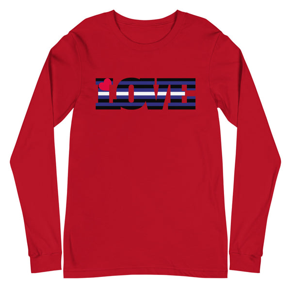 Red Leather Pride Love Unisex Long Sleeve T-Shirt by Queer In The World Originals sold by Queer In The World: The Shop - LGBT Merch Fashion