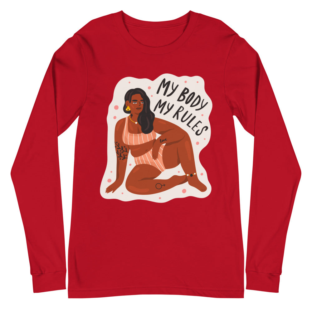 Red My Body My Rules Unisex Long Sleeve T-Shirt by Queer In The World Originals sold by Queer In The World: The Shop - LGBT Merch Fashion