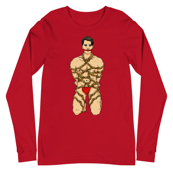 Red Shibari Unisex Long Sleeve T-Shirt by Queer In The World Originals sold by Queer In The World: The Shop - LGBT Merch Fashion