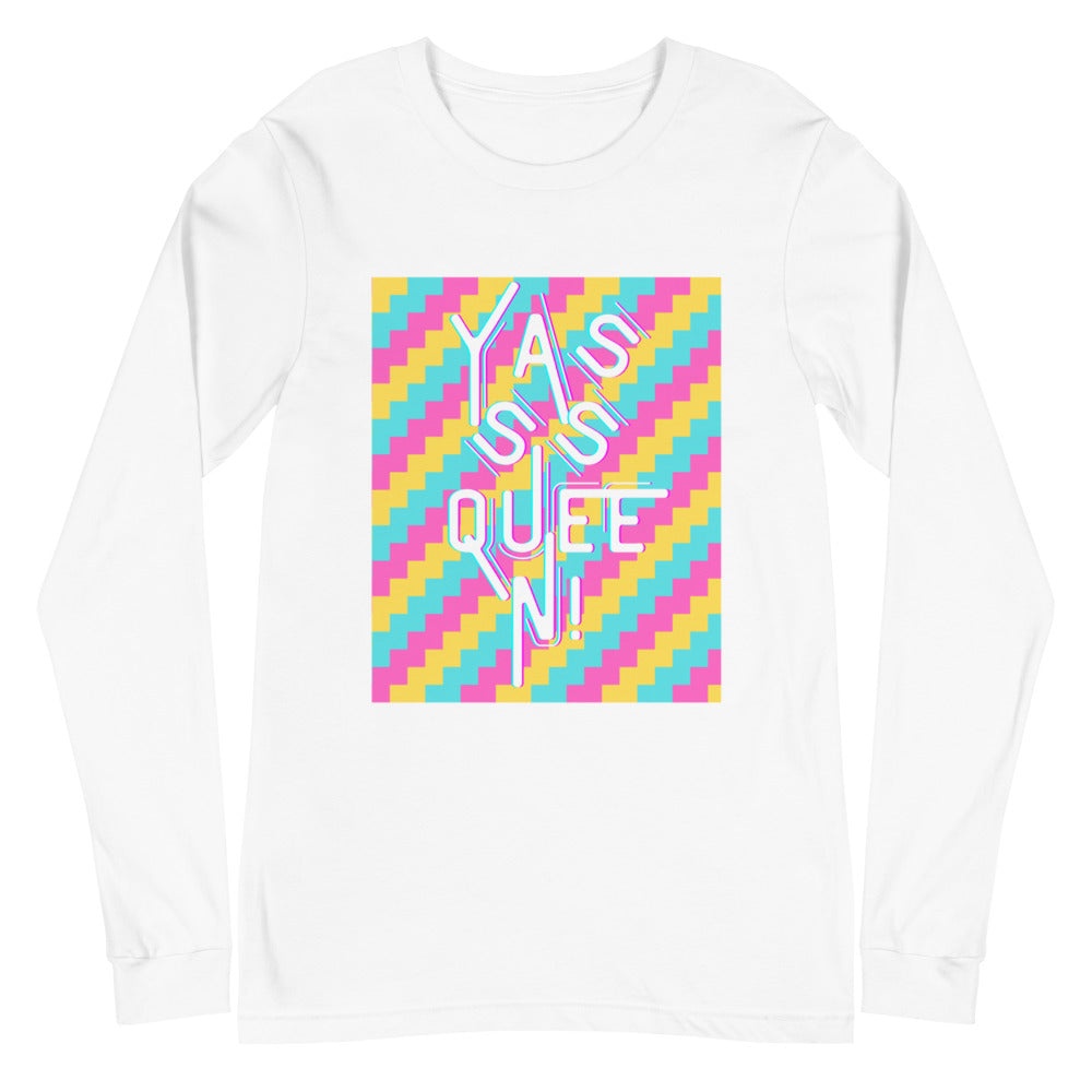 White Yasss Queen Unisex Long Sleeve T-Shirt by Queer In The World Originals sold by Queer In The World: The Shop - LGBT Merch Fashion