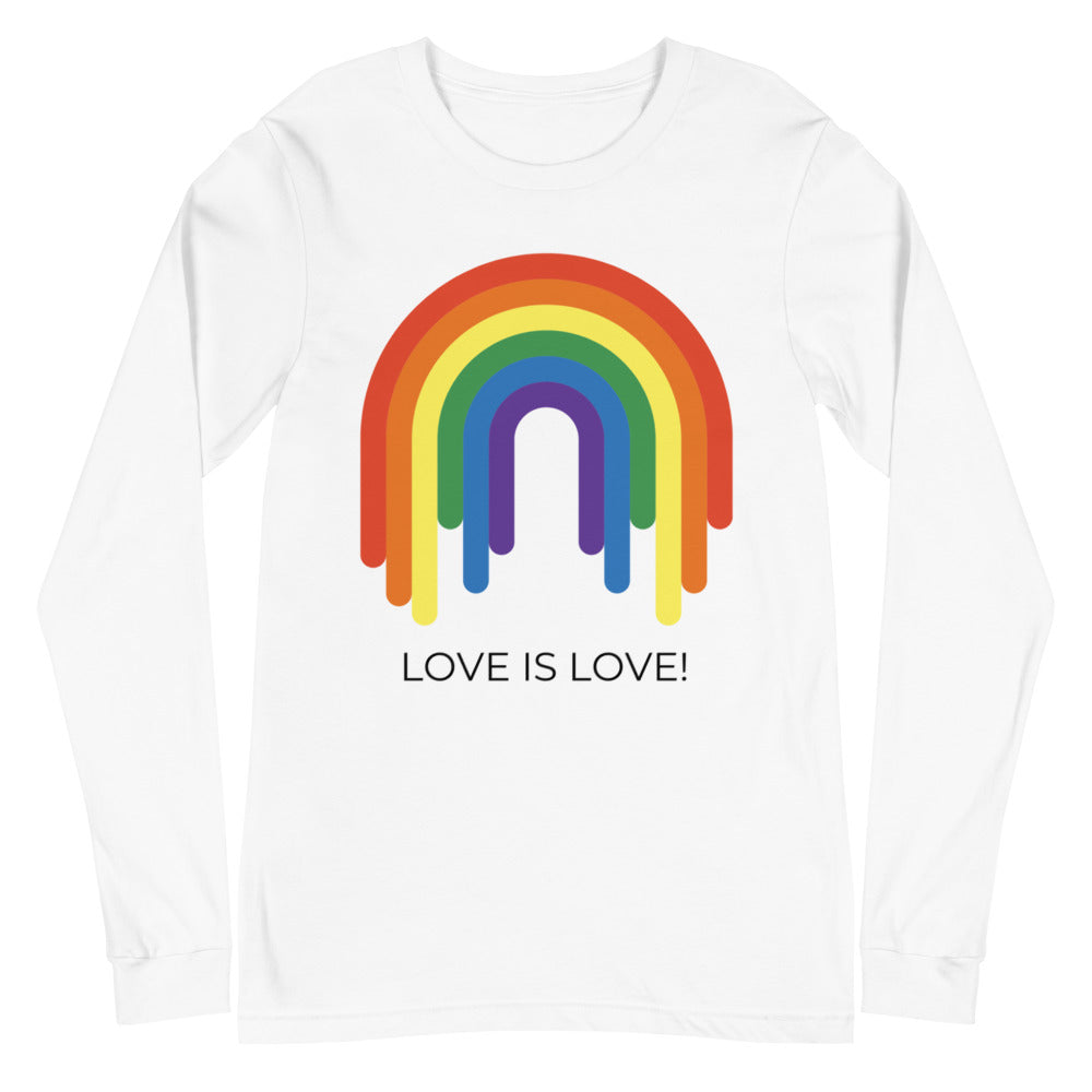 White Love Is Love Rainbow Unisex Long Sleeve T-Shirt by Queer In The World Originals sold by Queer In The World: The Shop - LGBT Merch Fashion