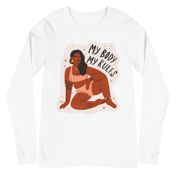 White My Body My Rules Unisex Long Sleeve T-Shirt by Queer In The World Originals sold by Queer In The World: The Shop - LGBT Merch Fashion