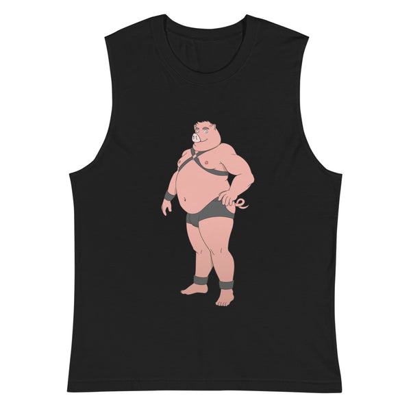 Black Gay Pig Muscle Top by Queer In The World Originals sold by Queer In The World: The Shop - LGBT Merch Fashion