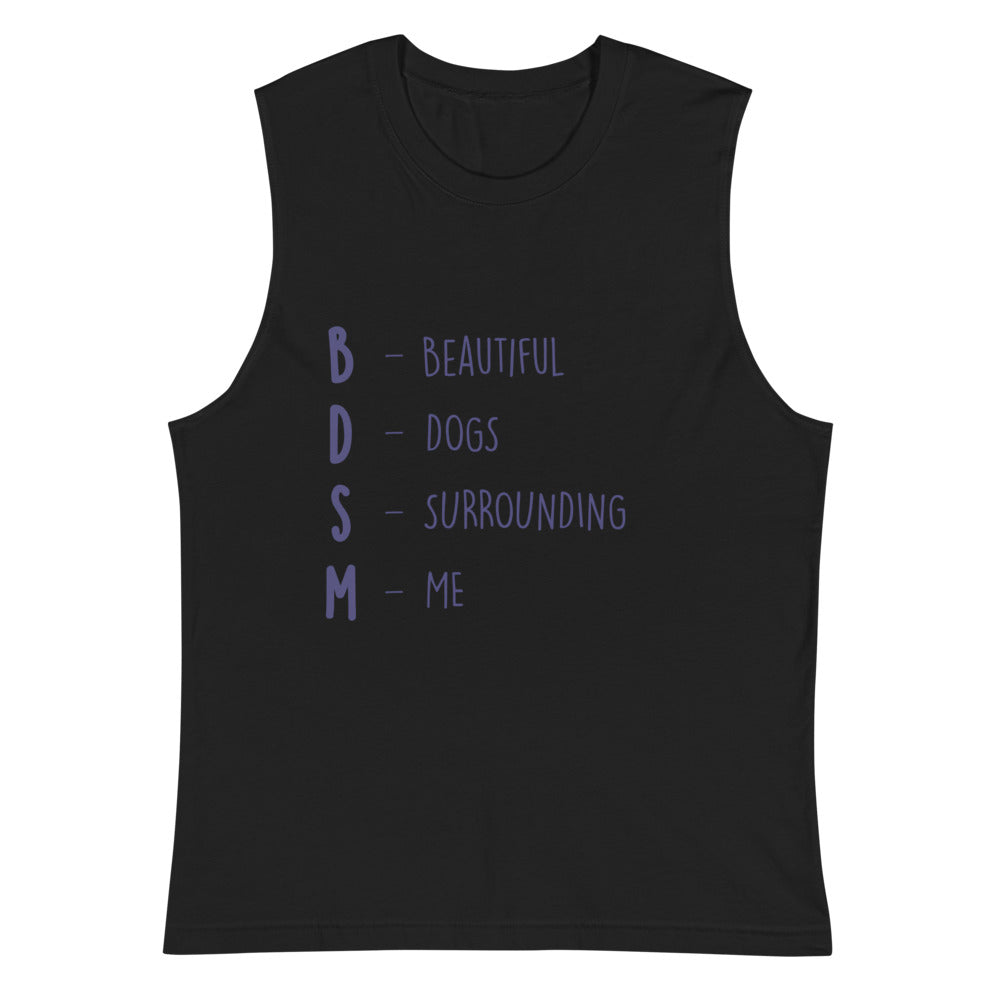 Black BDSM (Beautiful Dogs Surrounding Me) Muscle Top by Queer In The World Originals sold by Queer In The World: The Shop - LGBT Merch Fashion
