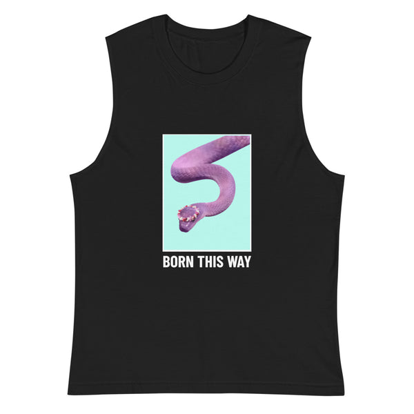 Black Born This Way Muscle Top by Queer In The World Originals sold by Queer In The World: The Shop - LGBT Merch Fashion