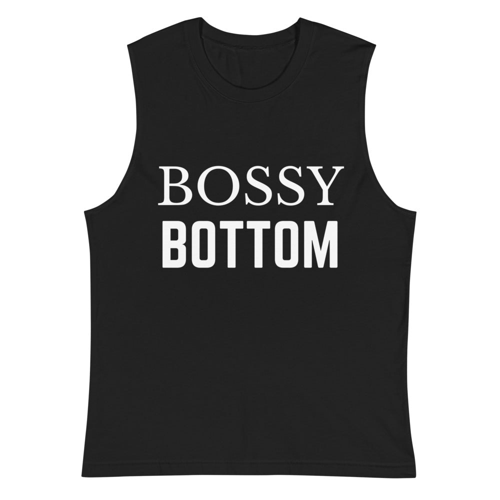 Black Bossy Bottom Muscle Top by Queer In The World Originals sold by Queer In The World: The Shop - LGBT Merch Fashion