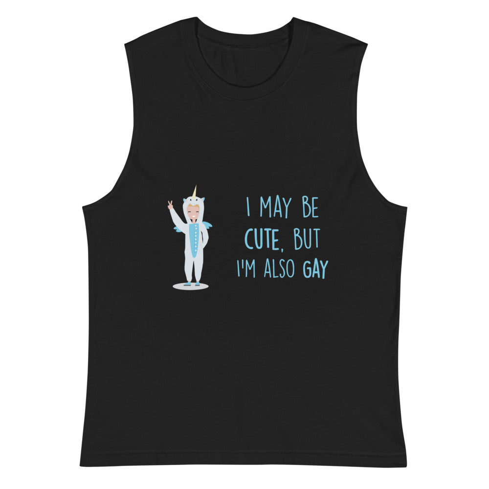 Black Cute But Gay Muscle Top by Queer In The World Originals sold by Queer In The World: The Shop - LGBT Merch Fashion