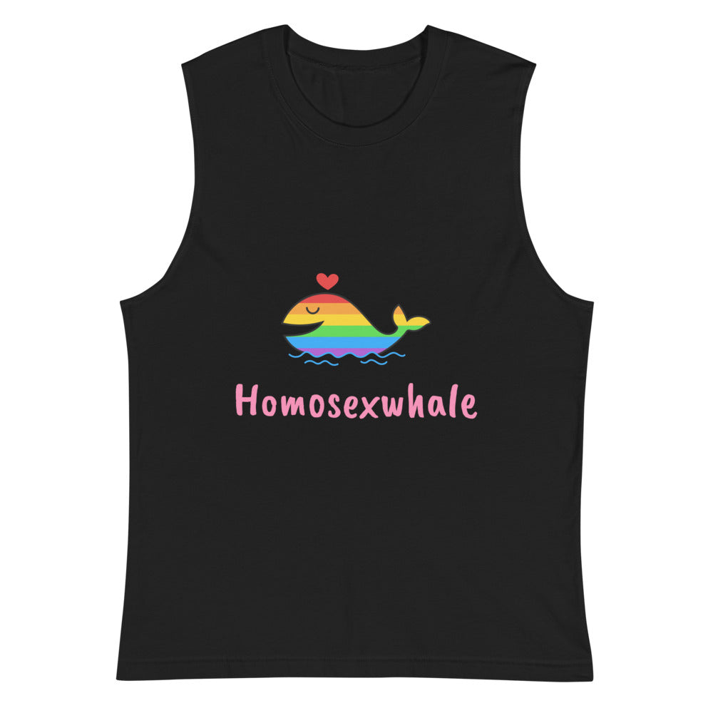 Black Homosexwhale Muscle Shirt by Printful sold by Queer In The World: The Shop - LGBT Merch Fashion