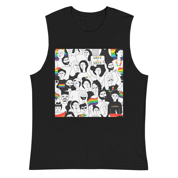 Black LGBT Pride Muscle Top by Queer In The World Originals sold by Queer In The World: The Shop - LGBT Merch Fashion