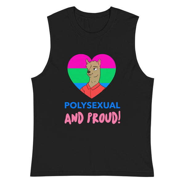 Black Polysexual And Proud Muscle Top by Queer In The World Originals sold by Queer In The World: The Shop - LGBT Merch Fashion