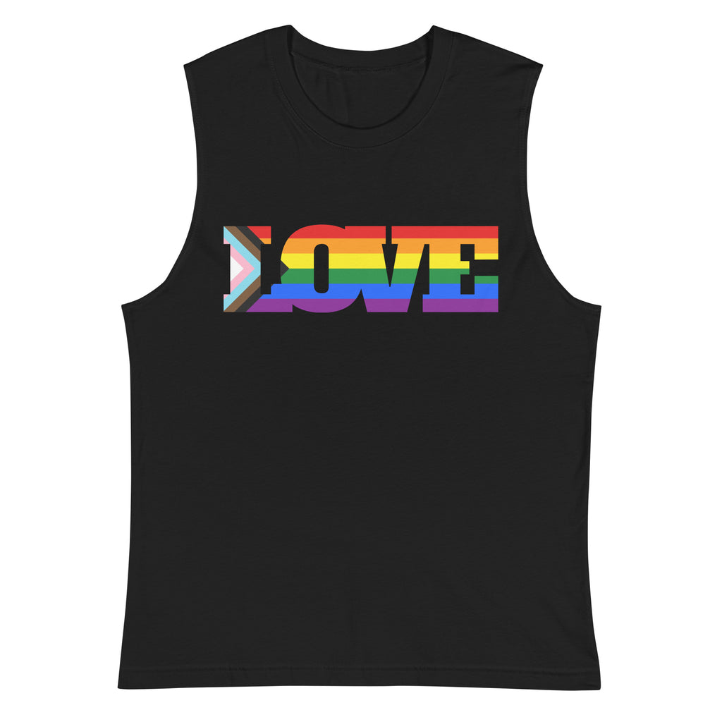 Black Progress LGBT Love Muscle Top by Queer In The World Originals sold by Queer In The World: The Shop - LGBT Merch Fashion