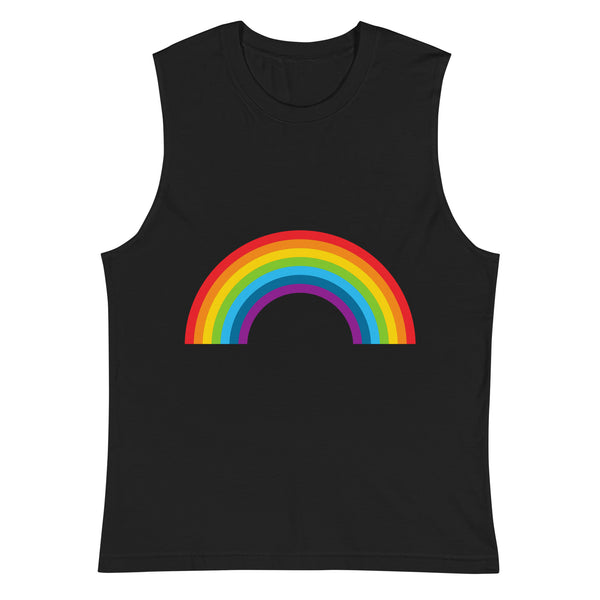 Black Rainbow Muscle Top by Queer In The World Originals sold by Queer In The World: The Shop - LGBT Merch Fashion