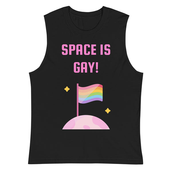 Black Space Is Gay Muscle Top by Queer In The World Originals sold by Queer In The World: The Shop - LGBT Merch Fashion