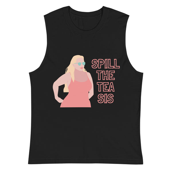 Black Spill The Tea Sis Muscle Top by Queer In The World Originals sold by Queer In The World: The Shop - LGBT Merch Fashion