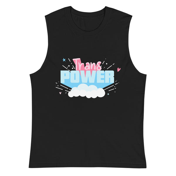 Black Stand Proud Trans Power Muscle Top by Queer In The World Originals sold by Queer In The World: The Shop - LGBT Merch Fashion