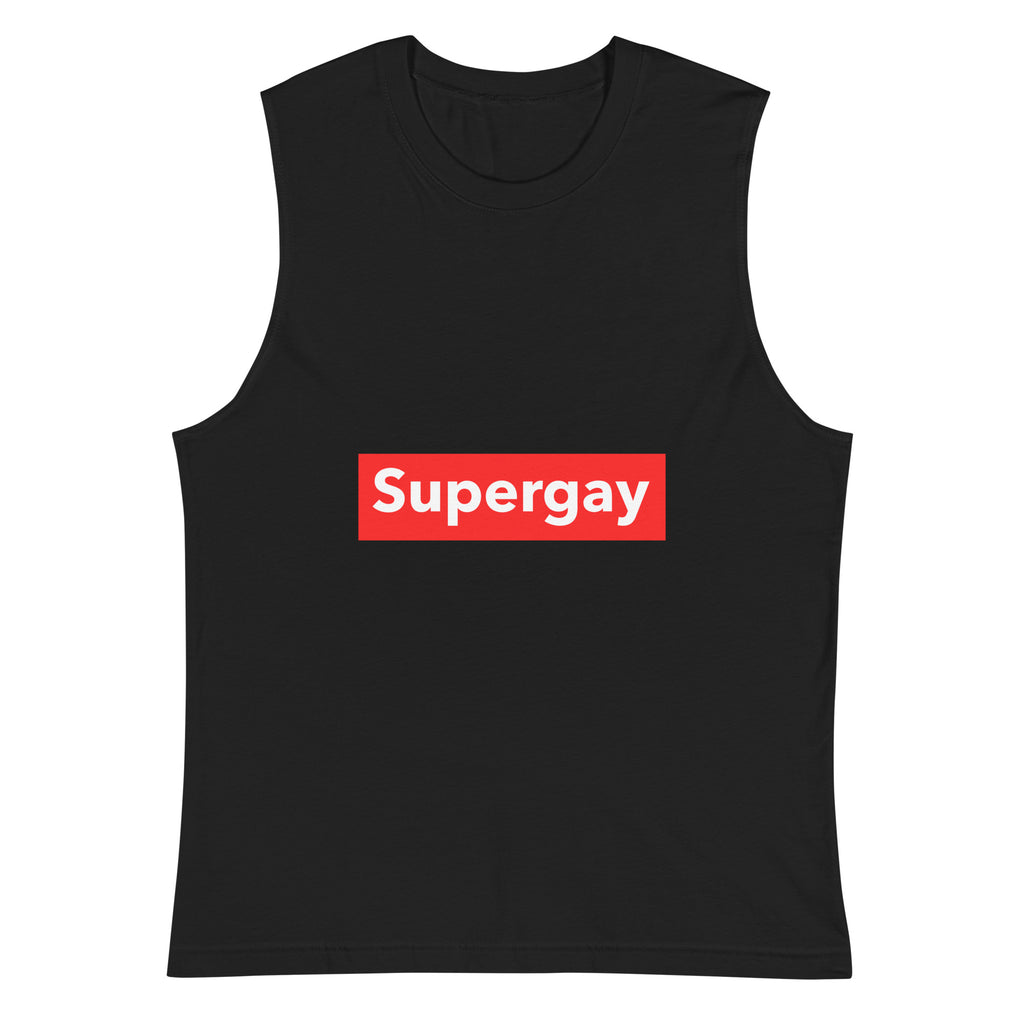 Black Supergay Muscle Top by Queer In The World Originals sold by Queer In The World: The Shop - LGBT Merch Fashion