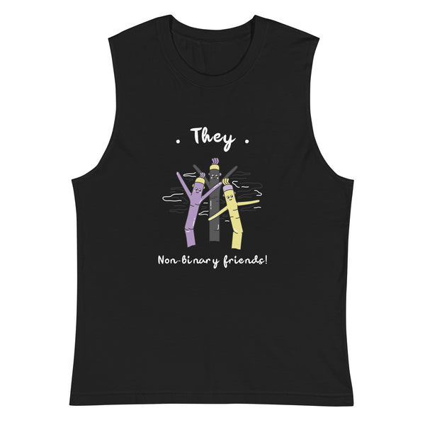 Black They Non-Binary Friends Muscle Top by Queer In The World Originals sold by Queer In The World: The Shop - LGBT Merch Fashion