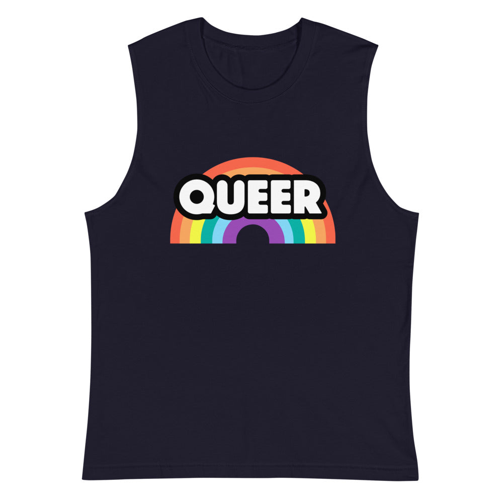 Navy Queer Muscle Top by Queer In The World Originals sold by Queer In The World: The Shop - LGBT Merch Fashion