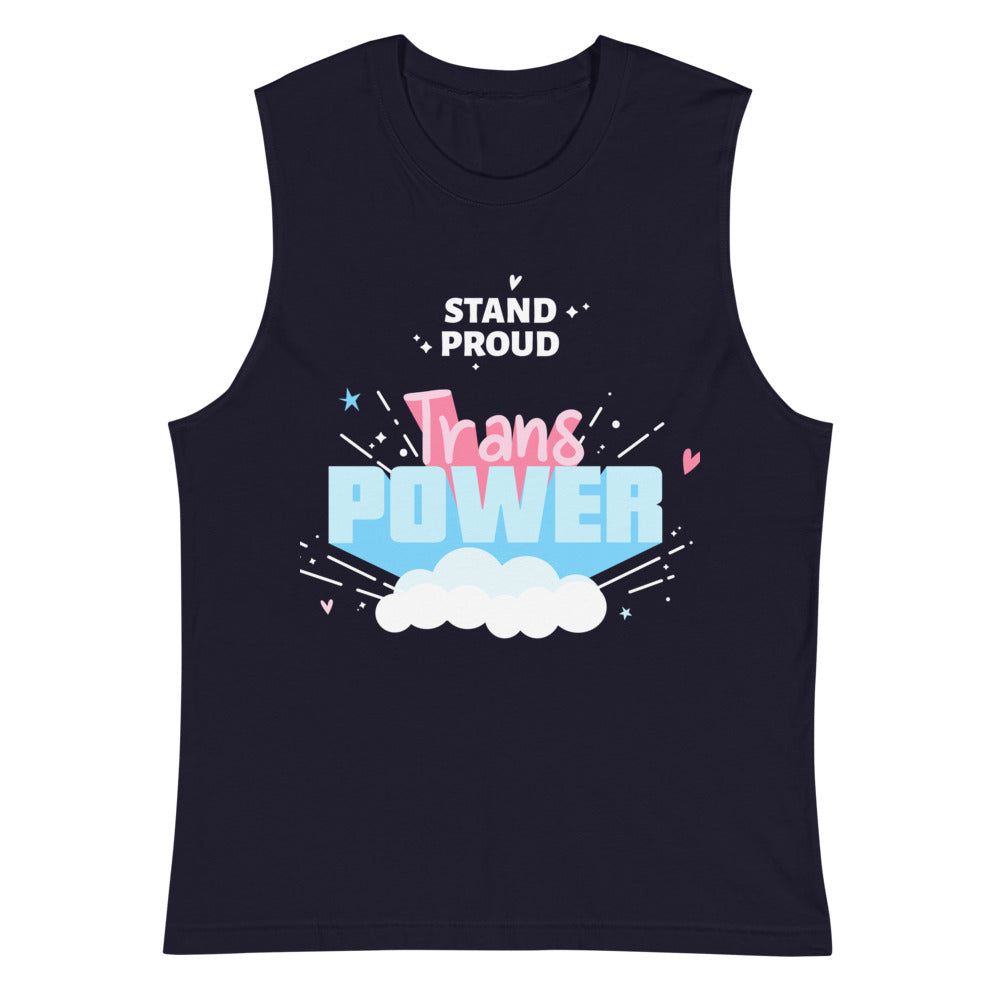 Navy Trans Power Muscle Top by Queer In The World Originals sold by Queer In The World: The Shop - LGBT Merch Fashion